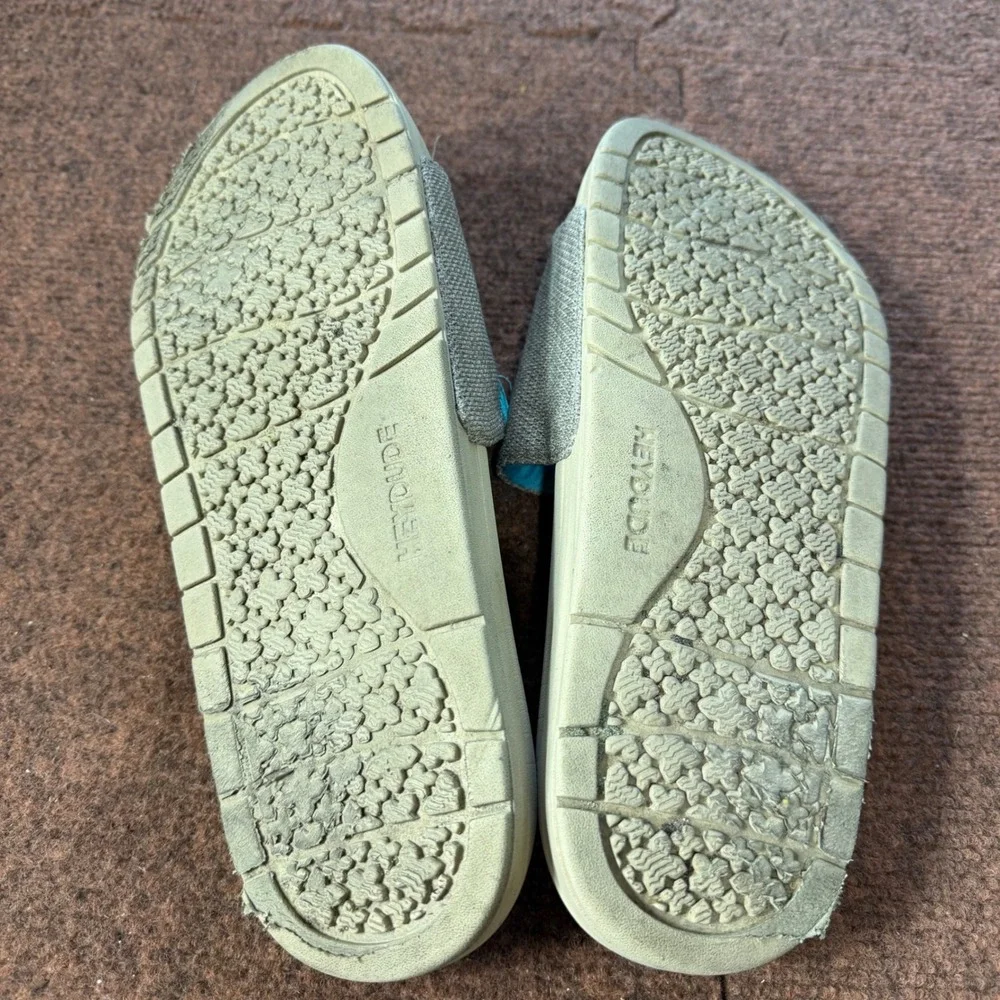 gently used Hey Dude Milo Dry Step Mesh Slides Mens Tan Teal Sandals Size 10